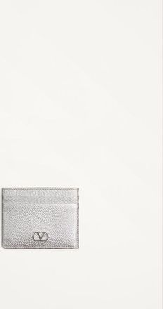 Valentino Garavani Portacarte VLogo Signature In Vitello Granato Laminato Donna SILVER UNI