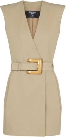 Balmain Kleedjes - Dames - Wikkelkleedje - Beige - XS - Katoen - Kleedjes