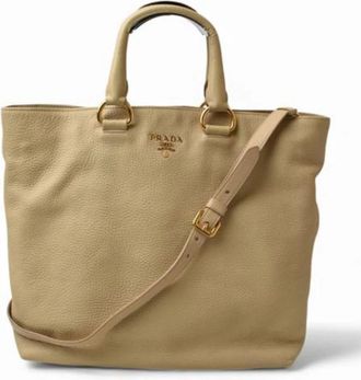 Prada Pre-owned Tote Bags, female, Beige, Size: ONE SIZE Pre-owned Leather Tote Bag