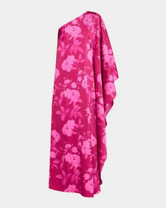 Sachin & Babi Demi Draped One-Shoulder Satin Crepe Gown