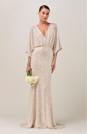 BWLDR Isla Sequin Gown in Champagne Sequin at Nordstrom, Size 4