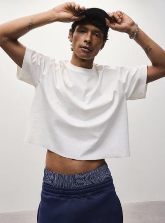 Djab Mens Solid cropped T-shirt Oversized fit