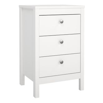 Furniture To Go Madrid Bedside Table 3 Drawers in White