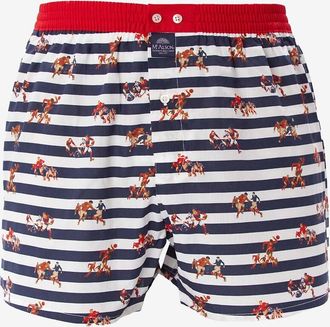 MC Alson Gestreifte Baumwoll-Boxershorts mit Print Rugby