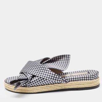 N&deg;21 N&deg;21 White/black Fabric Knot Slide Flats