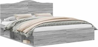 vidaXL Estructura De Cama Con Cabecera Gris Sonoma 180 X 200 Cm Vidaxl