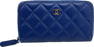 Chanel Blue Leather Coin Purse/Coin Case (Pre-Owned)