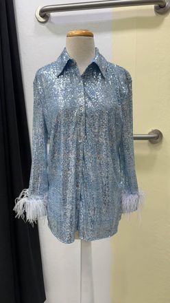 Jude Connally Womens Brandy Sequin Blouse In Aquamarine