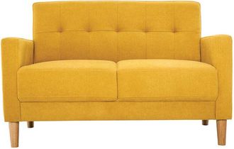 Miliboo Miliboo - Sof&aacute; 2 Plazas De Estilo N&oacute;rdico Amarillo Mostaza Con Efecto Aterciopelado Moon