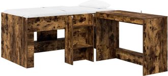 vidaXL Cama Alta Para Ni&ntilde;os Con Escritorio 2 Uds. Roble Ahumado Vidaxl