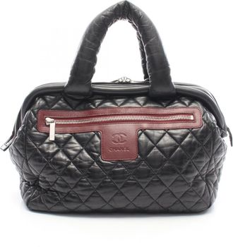 Chanel Black Bordeaux Leather Handbag Tote Bag (Pre-Owned)