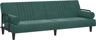 vidaXL Vidaxl - Sof&aacute; Cama Con Reposabrazos Terciopelo Verde Oscuro