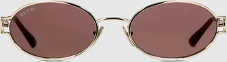 Gucci Rectangular-frame Sunglasses, Gold