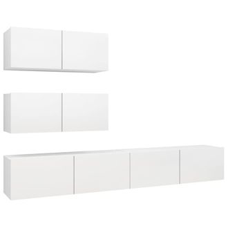 Berkfield Home 4 Piece TV Cabinet Set White Engineered Wood