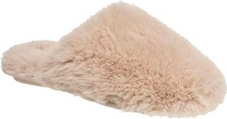 Nine West Faux Fur Closed Scuff Slipper in Sand at Nordstrom, Size Medium