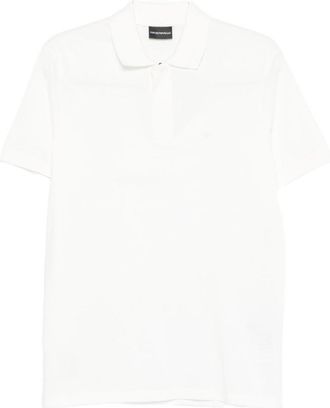 Emporio Armani White Logo Cotton Polo Shirt