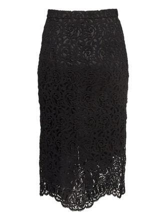 Burberry scalloped lace midi skirt - women - Cotton/Polyester/Acetate/Cupro - 42 - Black