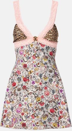 Roberto Cavalli Embellished lace-trimmed minidress
