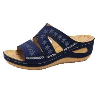 Generic Summer Sandals for Women Comfortable Wedge Sandals Leather Open Toe Slides with Arch Support Ladies Dressy Platform Sandal for Casual Walking Outdoor 