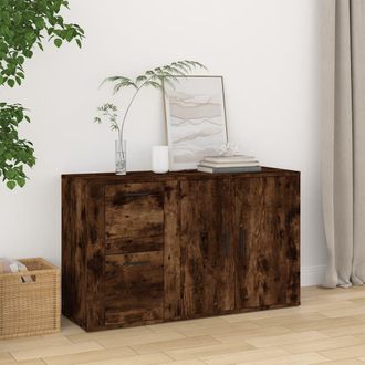 vidaXL Vidaxl - Aparador Madera Contrachapada Roble Ahumado 100x33x59,5 Cm