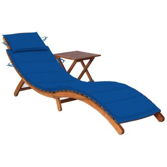vidaXL Tumbona De Jard&iacute;n Con Mesa Y Coj&iacute;n Madera Maciza De Acacia Vidaxl