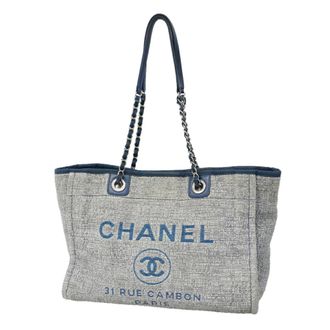 Chanel Navy Tweed Tote Bag (Pre-Owned)