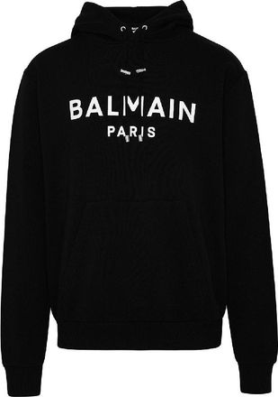 Balmain Logo Printed Cotton Hoodie, Size Medium