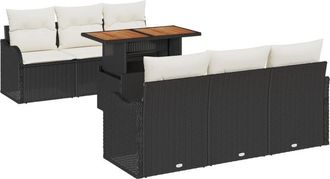 vidaXL Garden Sofa Set with Storage 7 pcs Black Poly rattan Vidaxl