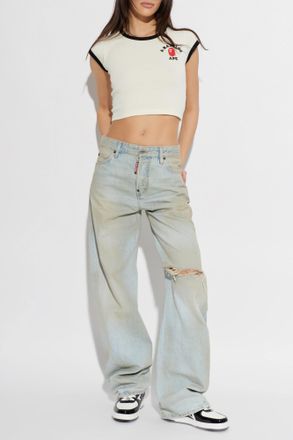 A Bathing Ape Top With Z Logo, Womens, Cream