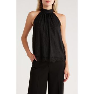 Alice & Olivia Maris Halter Neck Lace Tank in Black at Nordstrom Rack, Size Small