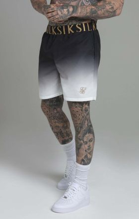 Siksilk Badehose SIKSILK Siksilk Badehose Fade Swim Shorts, Herren, Gr. L, N-Gr, schwarz, Obermaterial: 100% Polyester PES., Badehosen Badehose