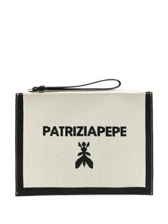 Patrizia Pepe medium logo-jacquard clutch bag - women - Polyester - One Size - Neutrals