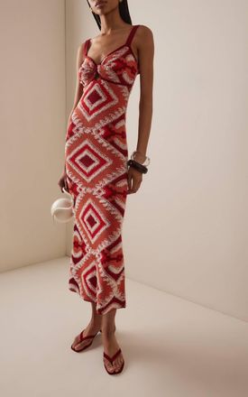Johanna Ortiz Vintage Affair Midi Dress In Salmon