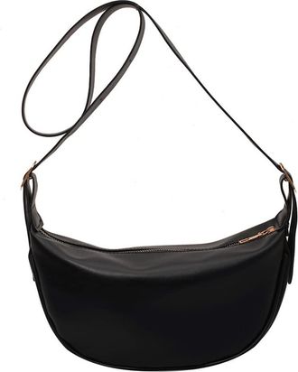 Generic Vegan Leather Crossbody Bags for Women Crescent Bag Fashion Large Purse and Handbags with Zipper Dumpling Bag (Black)