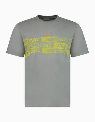 C.P. Company Mens CP Company Hand Print Horizontal Logo T-Shirt Grey - Size: 38