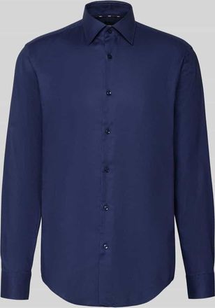 HUGO BOSS Regular Fit Businesshemd aus Baumwoll-Mix Modell JOE in Marine, Gr&ouml;&szlig;e 39