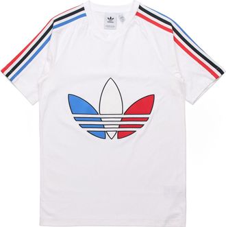 adidas originals MENS Tricol Logo Printed Crew Neck Short Sleeve White GQ8921