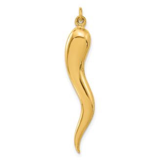 Diamond2Deal 14k Yellow Gold Polished Hollow Italian Horn Pendant