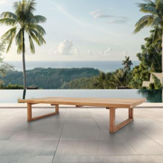 Puma Naturel Mesa De Centro De Jard&iacute;n De Teca Maciza, 153x72x30,5 Cm, Patas De Mesa De Dise&ntilde;o Rectangular (natoft15372s)