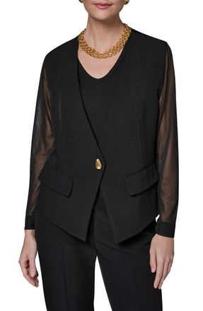 DKNY Sheer Contrast Jacket in Black at Nordstrom, Size X-Small