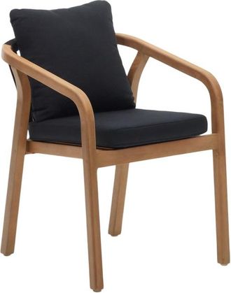 K Home Stapelbarer Premium Outdoor Stuhl Sacaleto mit Armlehnen, Schwarz