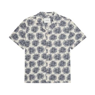 Les Deux Dahlia Jacquard Short Sleeve Shirt - Heren - Overhemden - Blauw - Maat: M Katoen