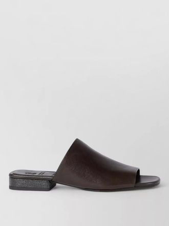 Brunello Cucinelli leather sandals beaded detail block heel