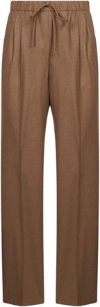 Max Mara Broeken, Dames, Bruin, S, Kasjmier, Bruine Trekkoordbroek Elegante Stijl