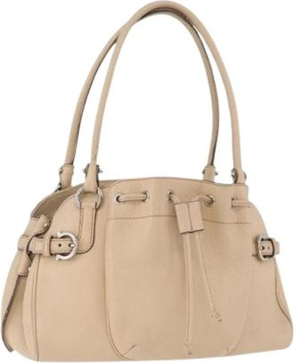 Ferragamo Pre-owned Handtas - Dames - Vintage Handtas - Beige - ONE Size - Leer - Vintage
