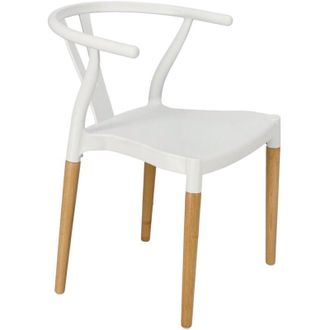 OEM Silla Simplet De Mimbre Con Brazos Wishbone Blanco
