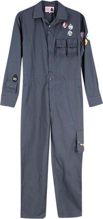 Duo Blue-grey cotton twill printed boilersuit Size L