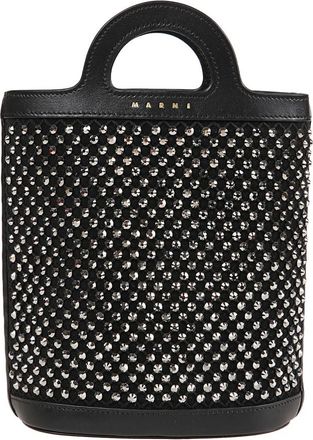 Marni Tote Tas met Logo Print en Kettingriem - Dames - Handtassen - Zwart - ONE Size - Tassen
