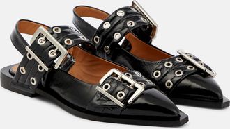 Ganni Faux leather slingback flats