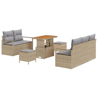 vidaXL Vidaxl - Conjunto De Sof&aacute; De Jard&iacute;n Con Coj&iacute;n 8 Pcs Beige Polirat&aacute;n